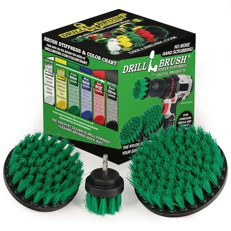 Drill Brush Power Scrubber By Useful Products 5 in W 5 in L Brush, Green G-S-542-QC-DB